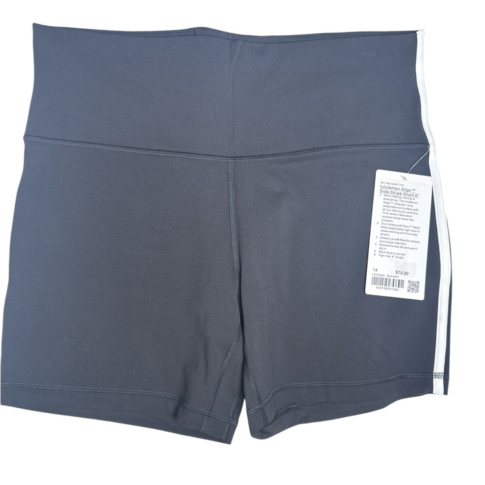 lululemon Align Side-Stripe Short 6” NWT Size 14 Black/White - Picture 3 of 6